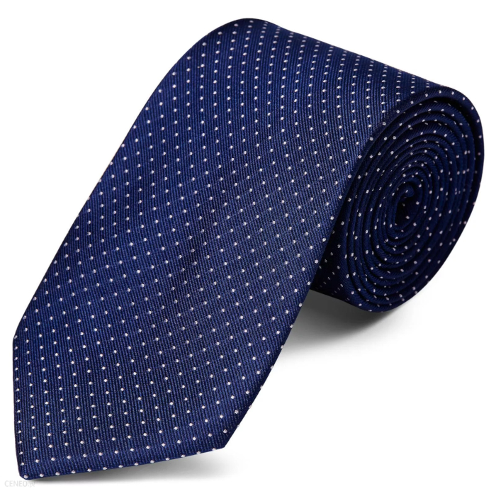Trendhim - Ciemnogranatowy krawat jedwabny w kropki