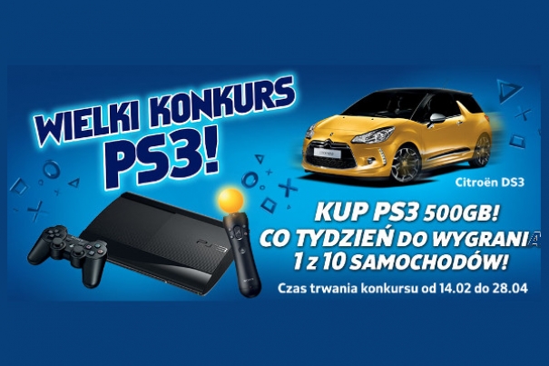 Kup PS3 500GB i wygraj 1 z 10 samochodów!