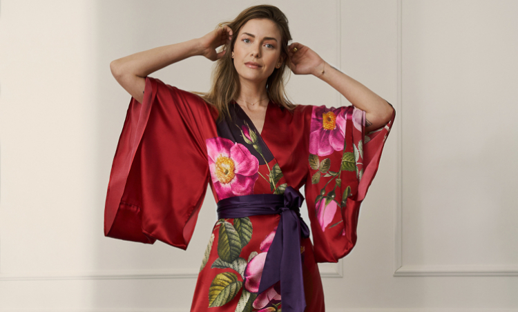 Ydunn - Długie kimono jedwabne