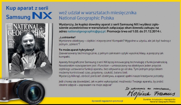 Profesjonalne szkolenie fotograficzne z National Geographic w komplecie z aparatami Samsung NX